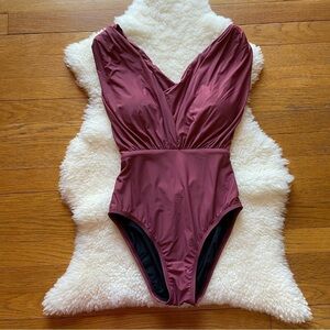 Fortune Swimwear Plunging Crossback One Piece NWOT